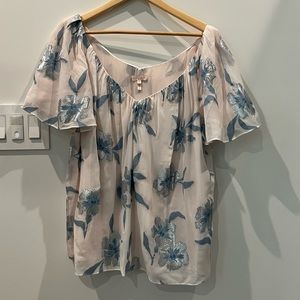 Rebecca Taylor Womens Fleur Metallic Blouse Silk